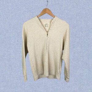 Nike Yoga Waffle V Neck Thermal Pullover Long Sleeve Size XS in Cream